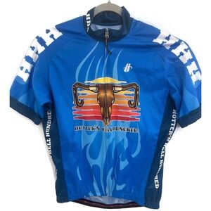 Hincapie Cycling Jersey Mens XL Blue Hotter'N Hell Hundred HHH 2012 Bike Shirt